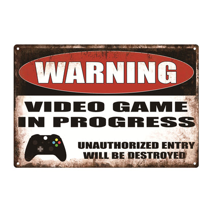 "Warning Video Game in Progress" Metal Poster Tin Sign (Toys)