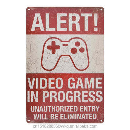 "Alert! Video Game in Process" Metal Poster Tin Sign (Toys)
