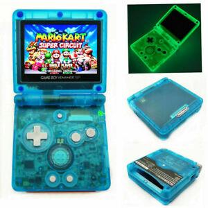 Gameboy Advance SP modificado personalizado AGS-101 V2 Pantalla IPS Translúcido Azul Brilla en la oscuridad (Gameboy Advance)